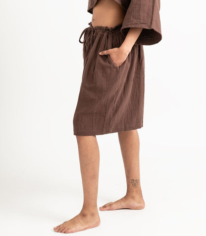 Organic Muslin Breeze Shorts - Chocolate