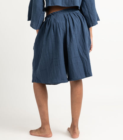 Organic Muslin Breeze Shorts - Indigo