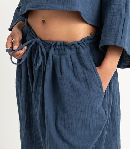 Organic Muslin Breeze Shorts - Indigo