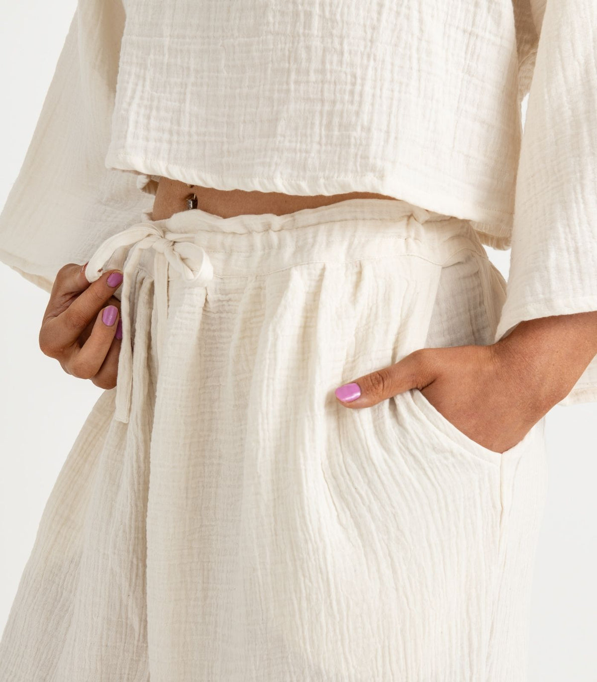 Organic Muslin Breeze Shorts - Natural