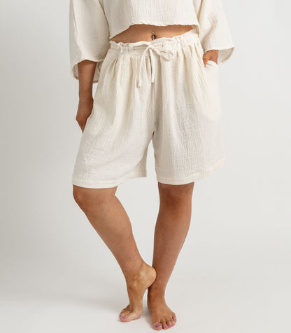 Organic Muslin Breeze Shorts - Natural