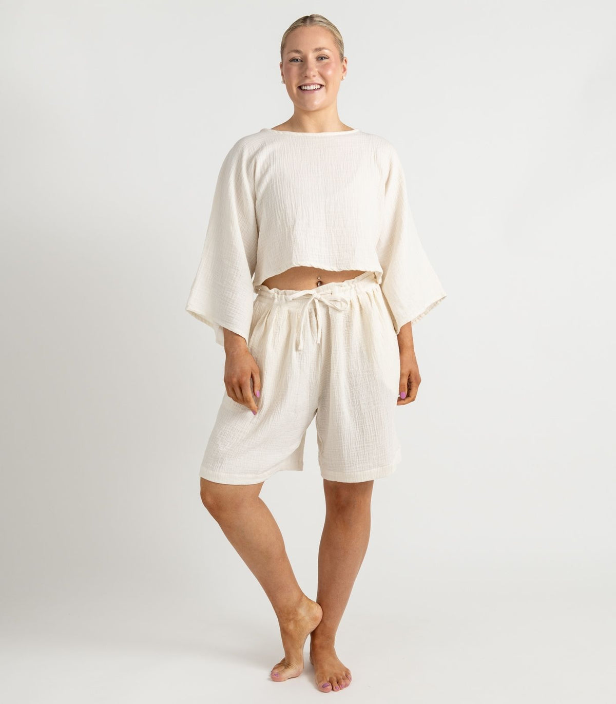 Organic Muslin Breeze Shorts - Natural