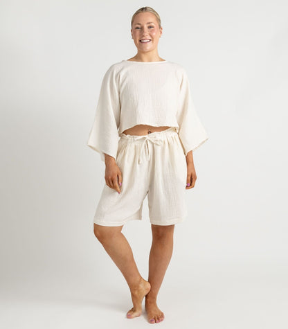 Organic Muslin Breeze Shorts - Natural