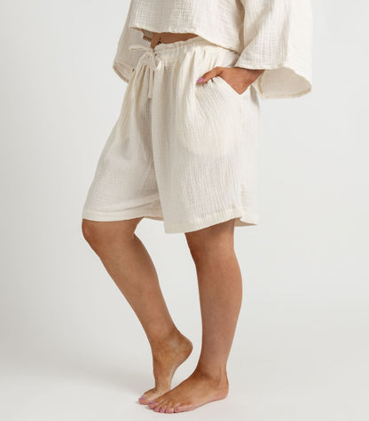 Organic Muslin Breeze Shorts - Natural