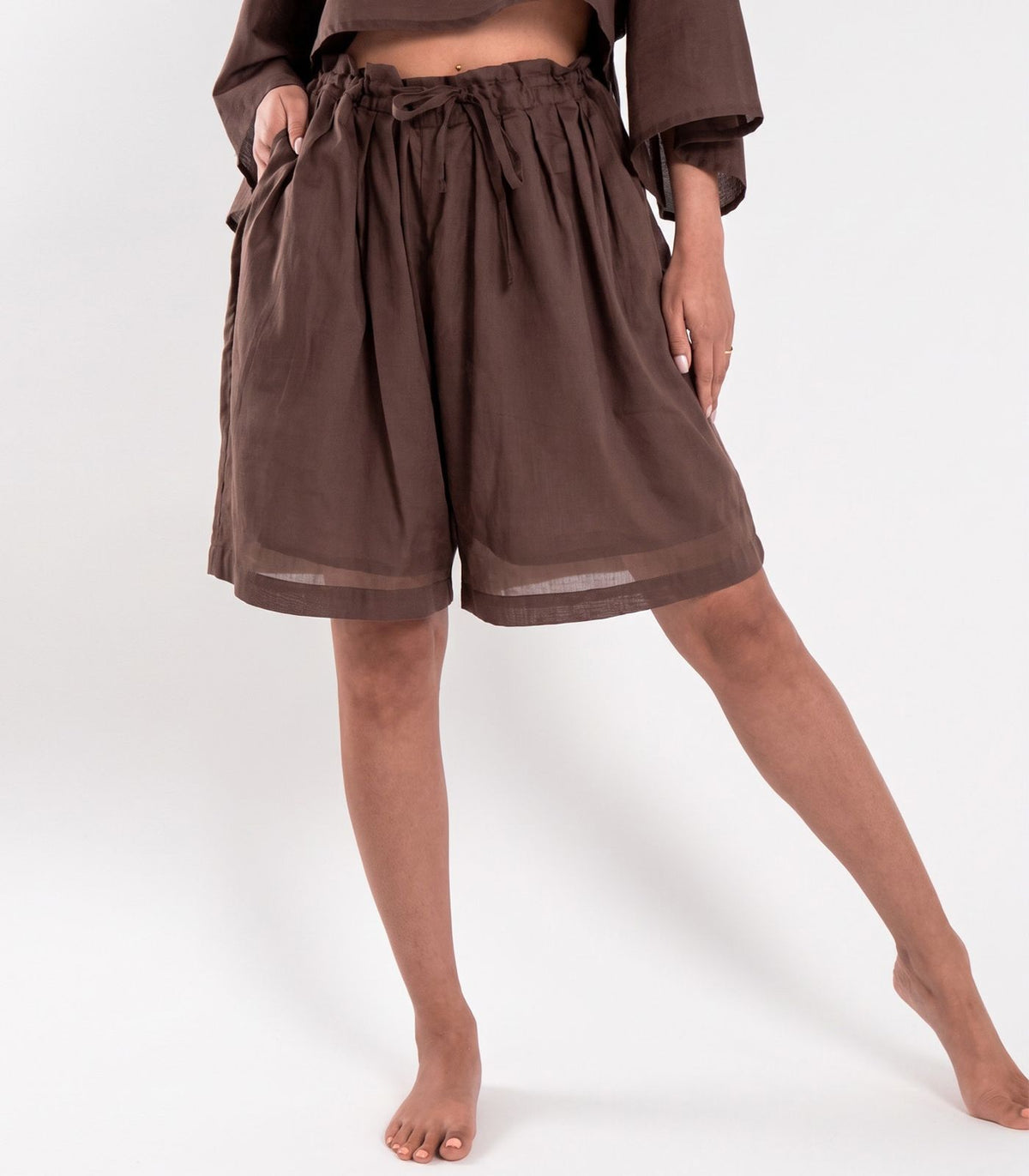 Organic Voile Breeze Shorts - Chocolate