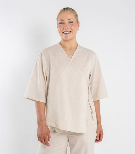 Organic Cotton Canopy Wrap Top (Khadi) - Natural