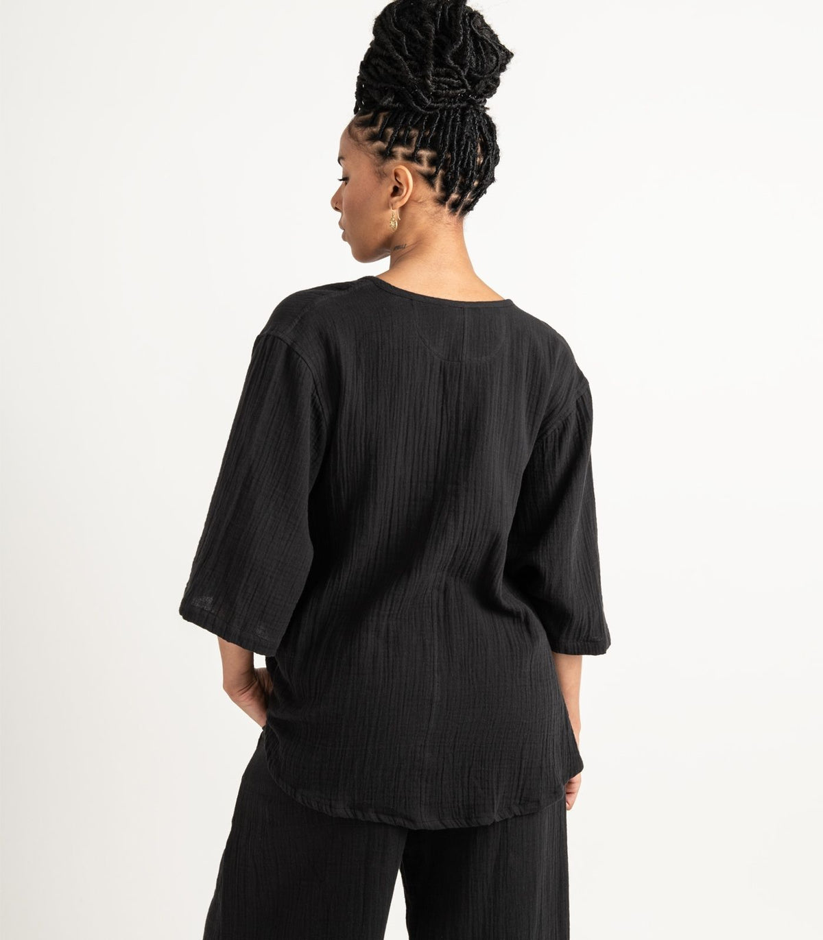 Organic Muslin Canopy Wrap Top - Black