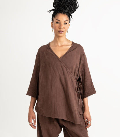 Organic Muslin Canopy Wrap Top - Chocolate