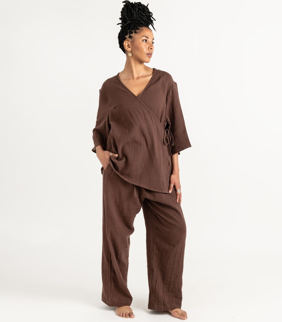 Organic Muslin Canopy Wrap Top - Chocolate