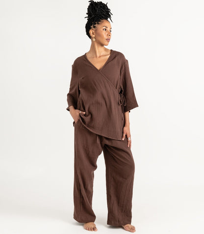 Organic Muslin Canopy Wrap Top - Chocolate