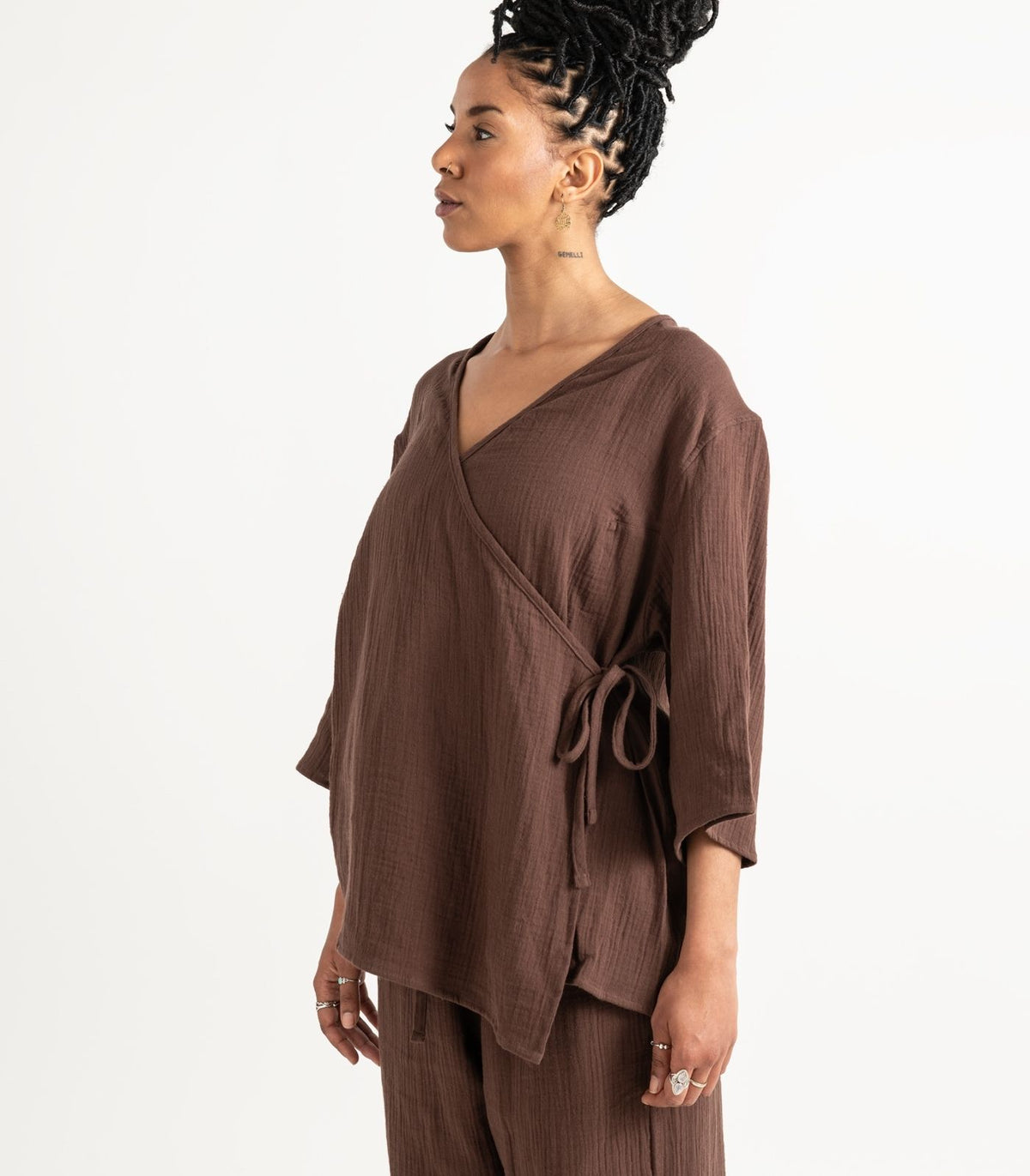 Organic Muslin Canopy Wrap Top - Chocolate