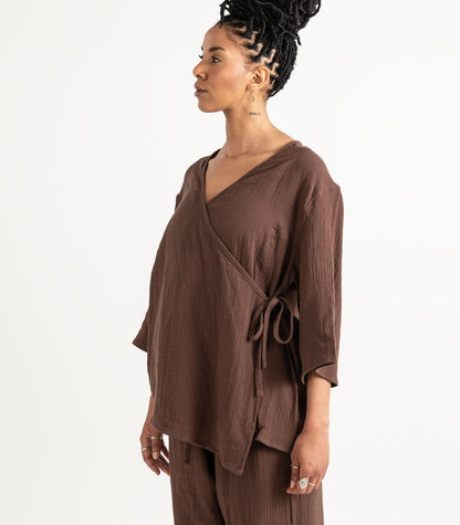 Organic Muslin Canopy Wrap Top - Chocolate