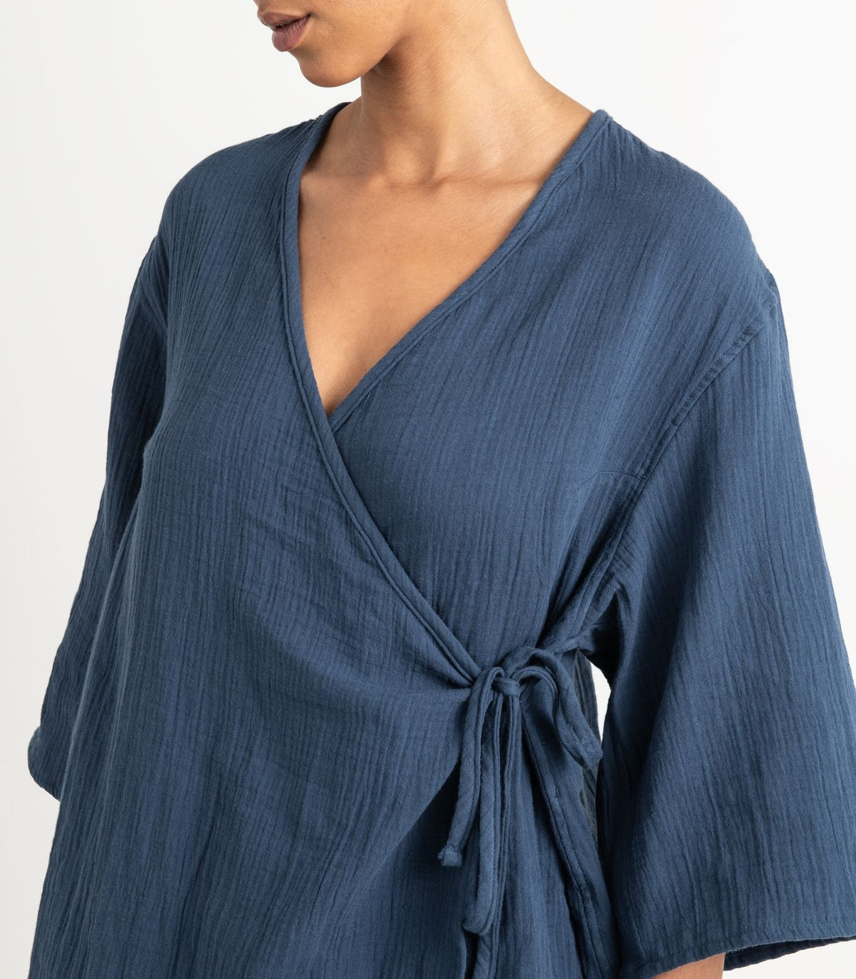 Organic Muslin Canopy Wrap Top - Indigo