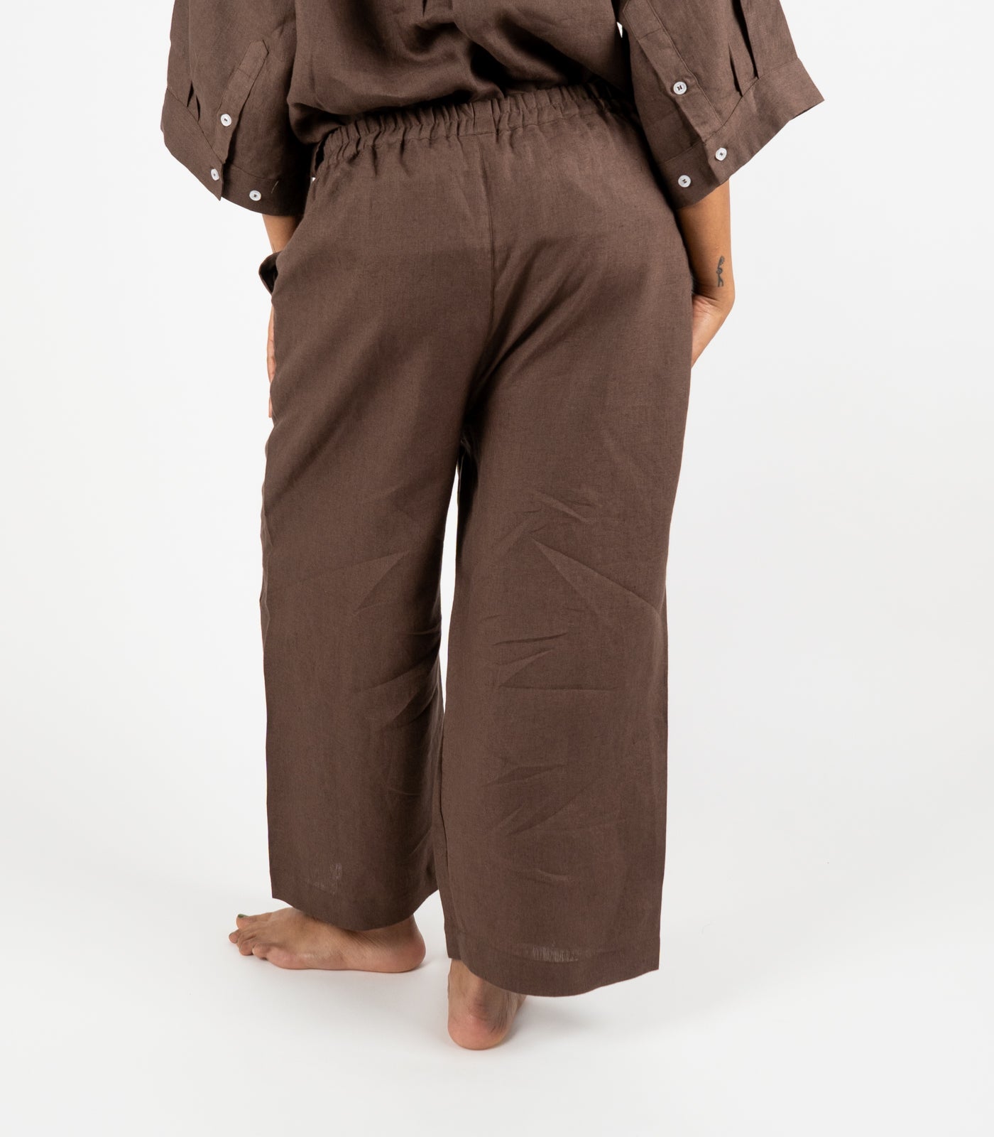 Organic Linen Balloon Lounge Pants - Chocolate