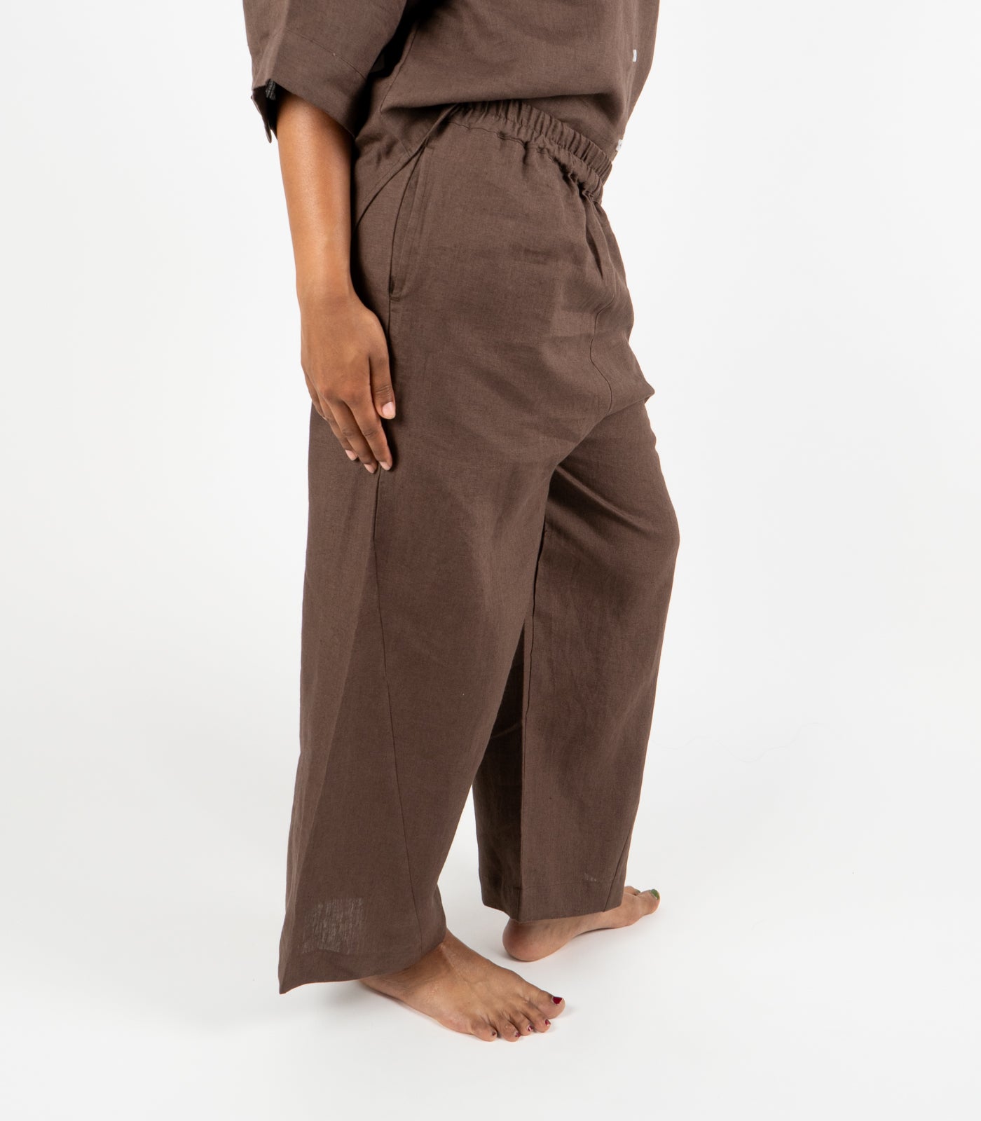 Organic Linen Balloon Lounge Pants - Chocolate