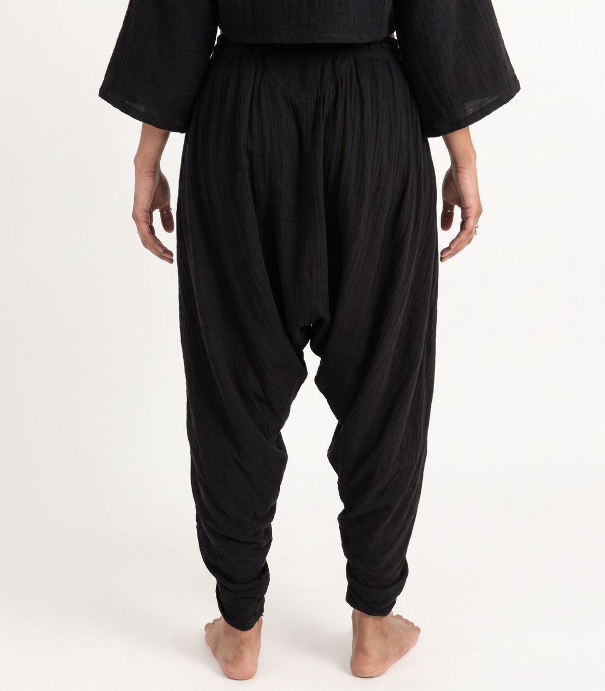 Organic Muslin Dhoti Pants - Black