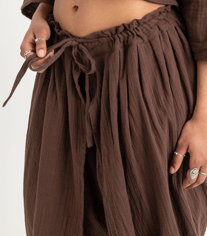 Organic Muslin Dhoti Pants - Chocolate