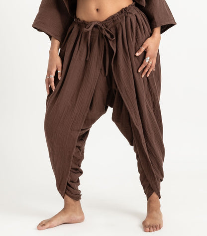 Organic Muslin Dhoti Pants - Chocolate