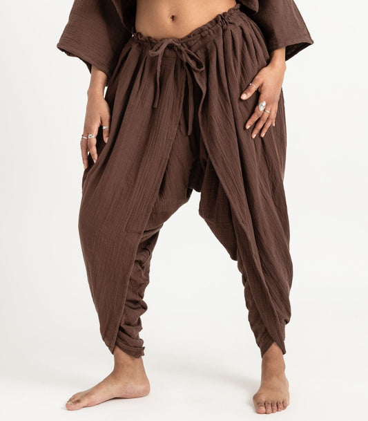 Organic Muslin Dhoti Pants - Chocolate