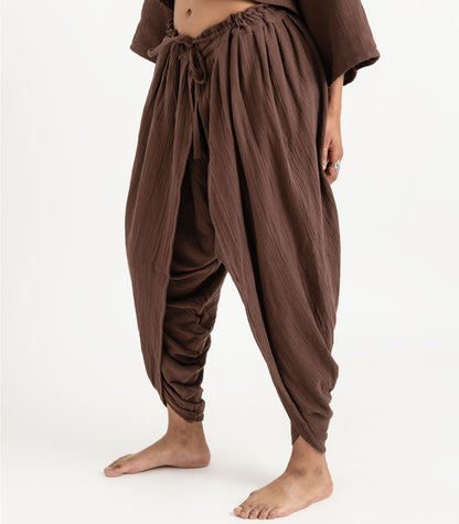 Organic Muslin Dhoti Pants - Chocolate