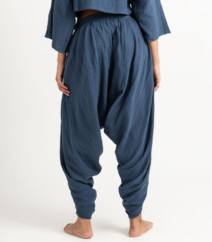 Organic Muslin Dhoti Pants - Indigo