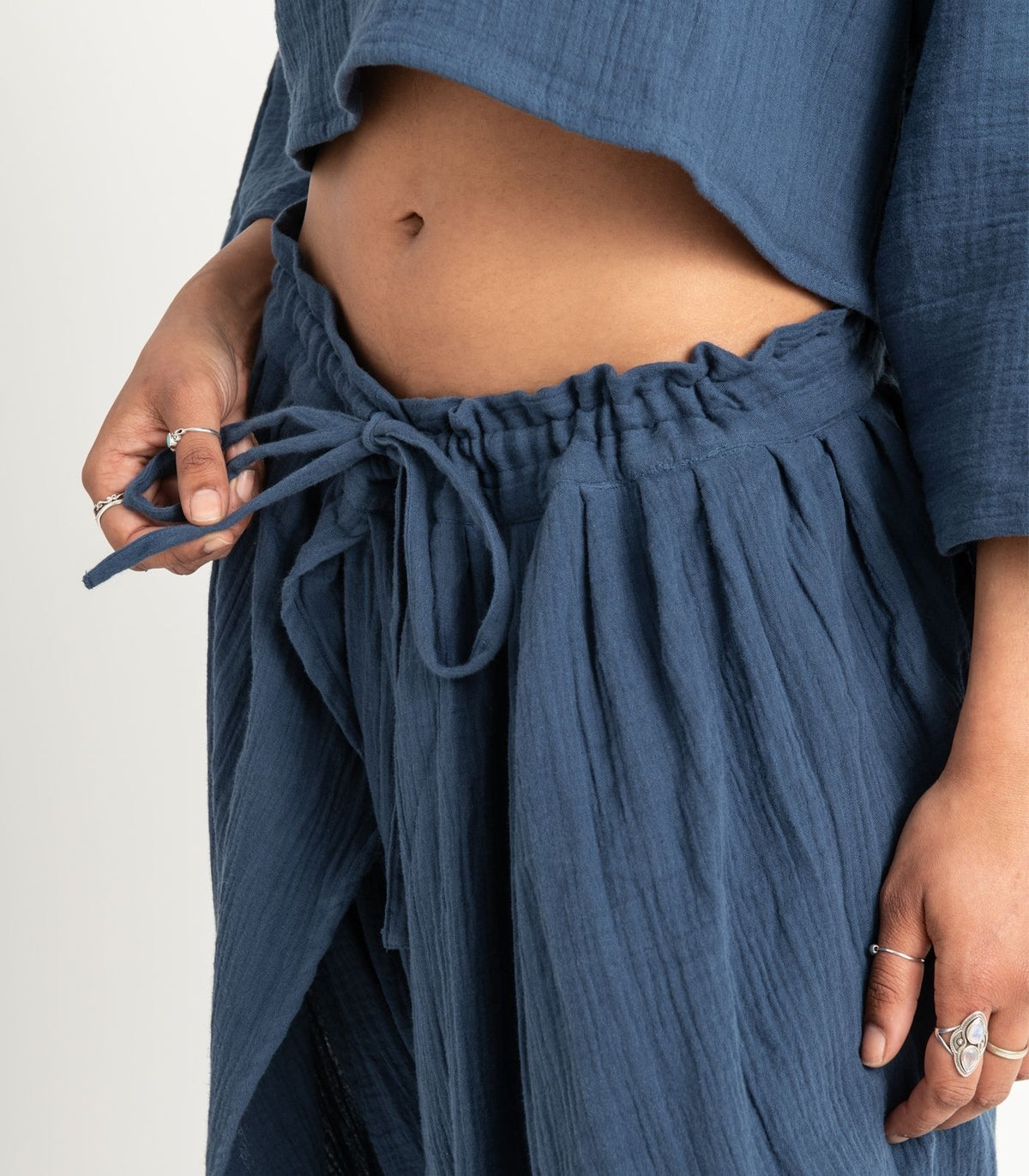 Organic Muslin Dhoti Pants - Indigo