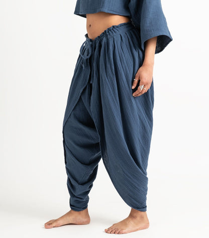 Organic Muslin Dhoti Pants - Indigo