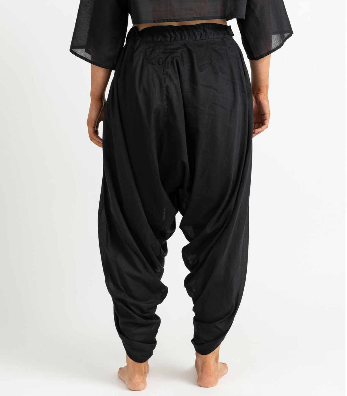 Organic Voile Dhoti Pants - Black