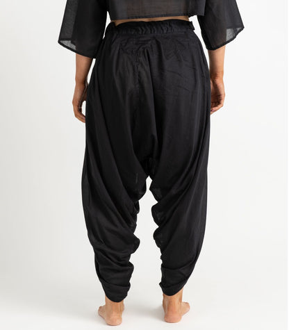 Organic Voile Dhoti Pants - Black
