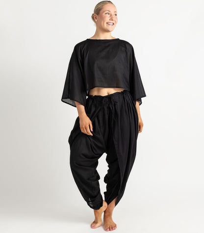 Organic Voile Dhoti Pants - Black