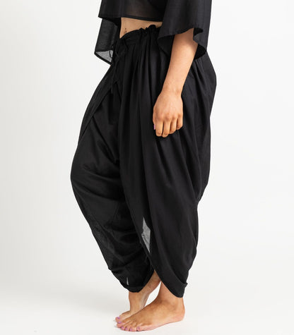 Organic Voile Dhoti Pants - Black
