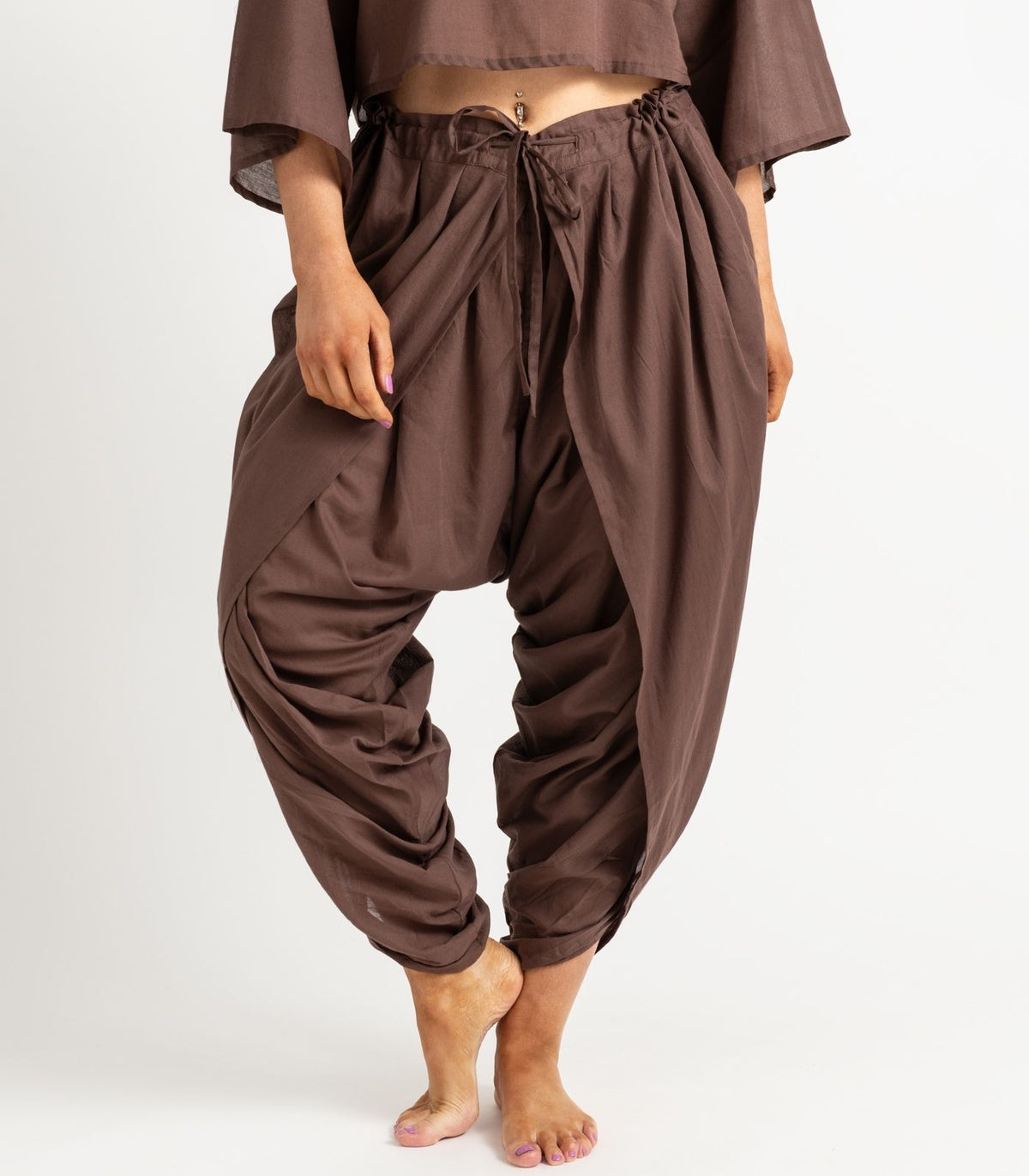 Organic Voile Dhoti Pants - Chocolate