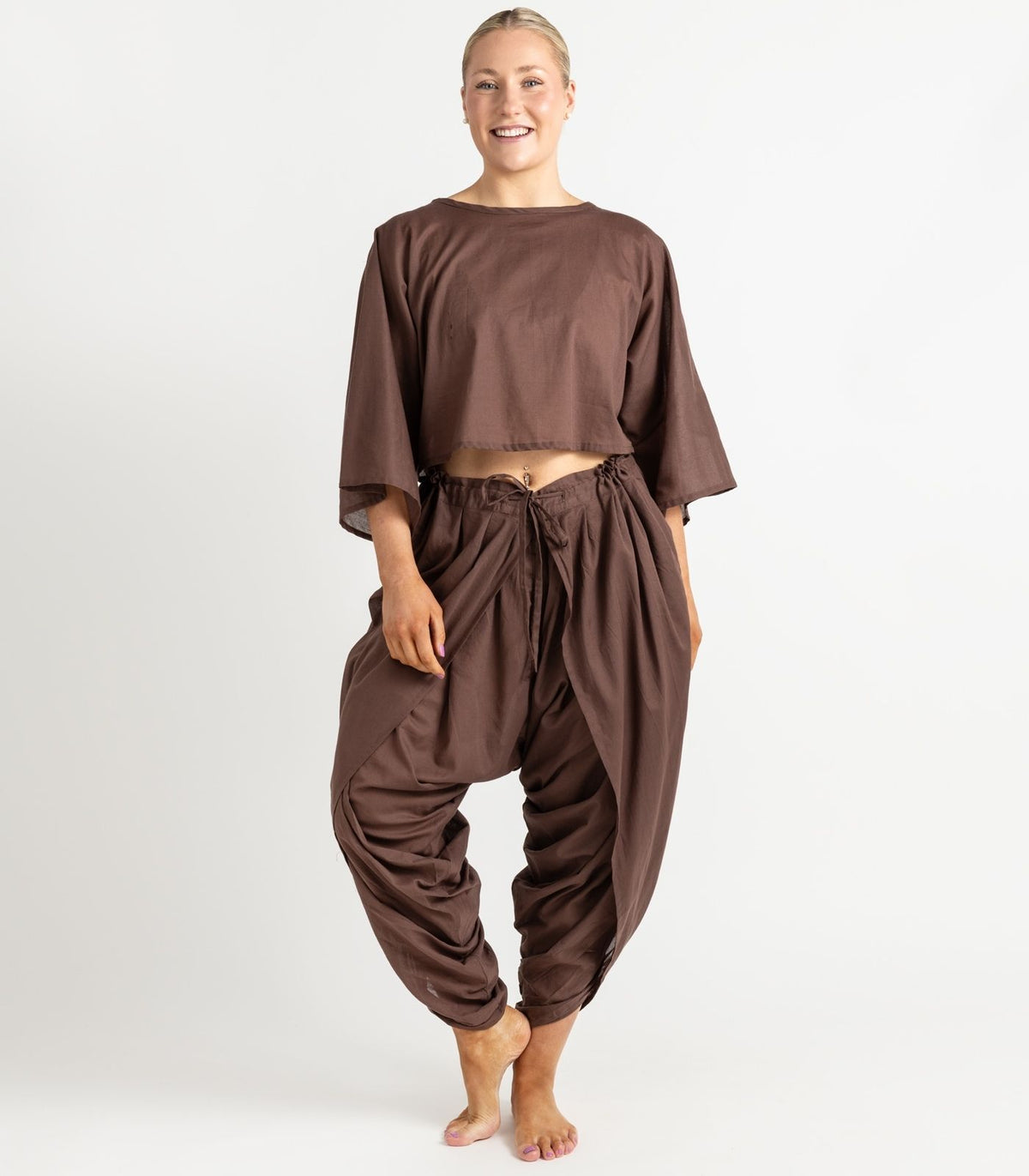Organic Voile Dhoti Pants - Chocolate