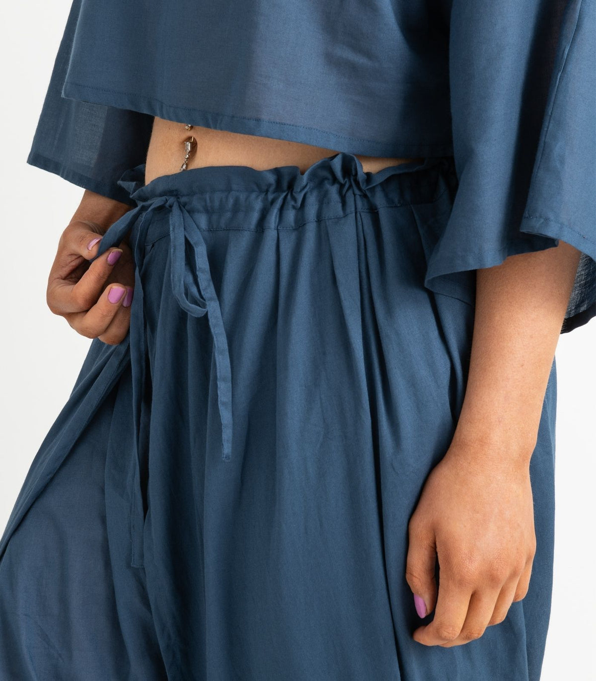 Organic Voile Dhoti Pants - Indigo