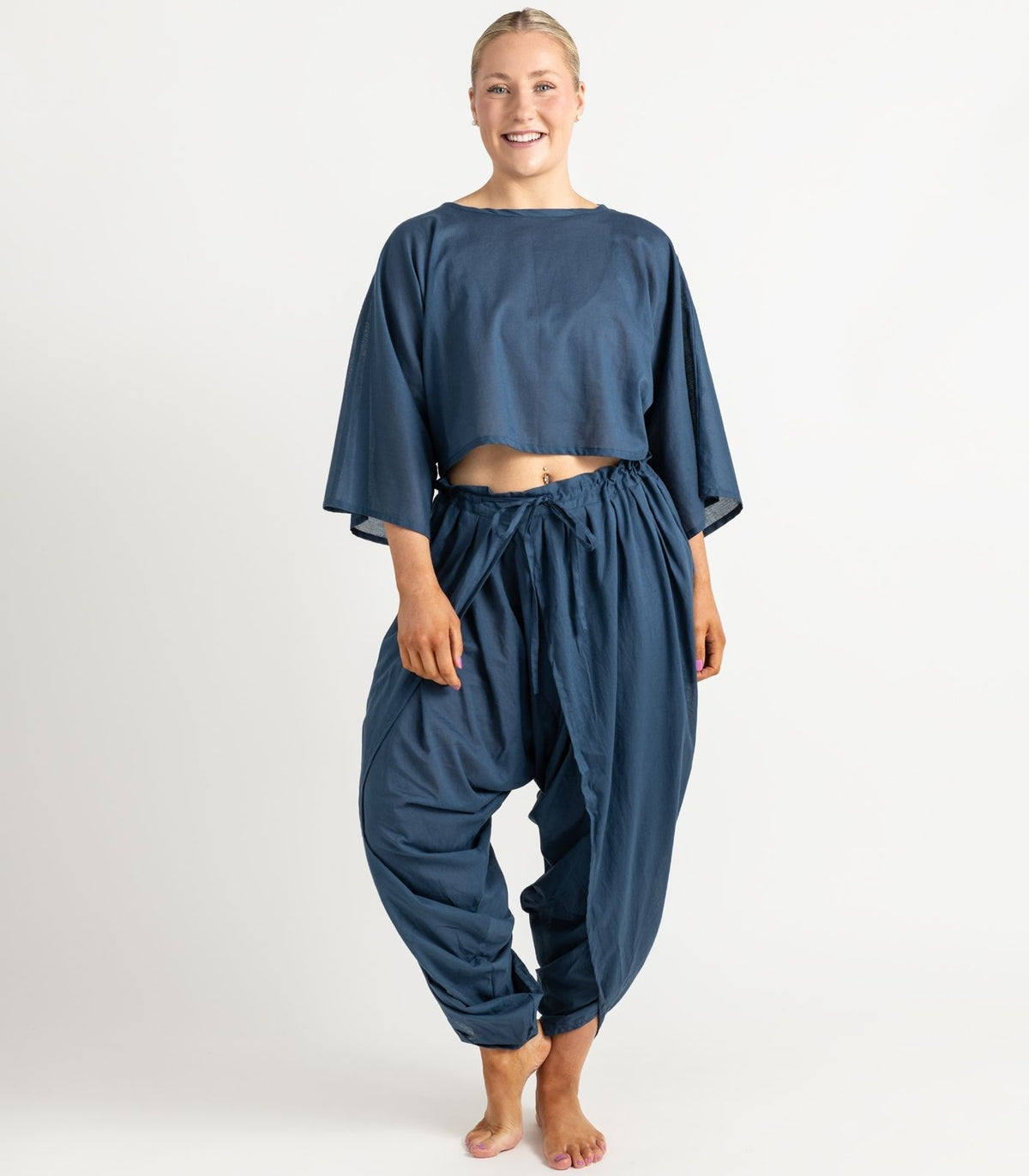 Organic Voile Dhoti Pants - Indigo