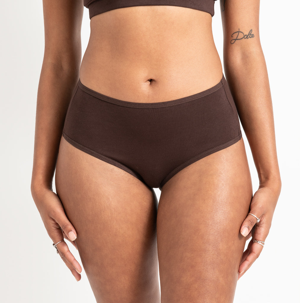 Bhumi Organic Cotton - Hi Cut Brief (2 Pack) - Coffee Bean