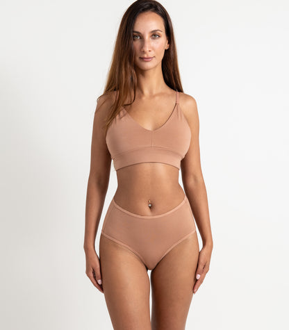 Bhumi Organic Cotton - Hi Cut Brief (2 Pack) - Mocha Mousse