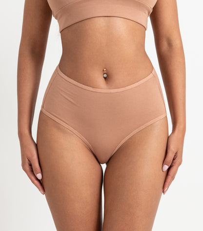 Bhumi Organic Cotton - Hi Cut Brief (2 Pack) - Mocha Mousse