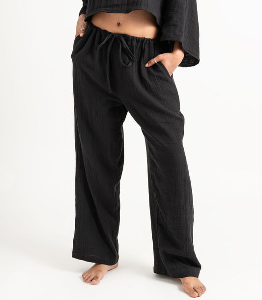 Organic Muslin Kurta Pants - Black