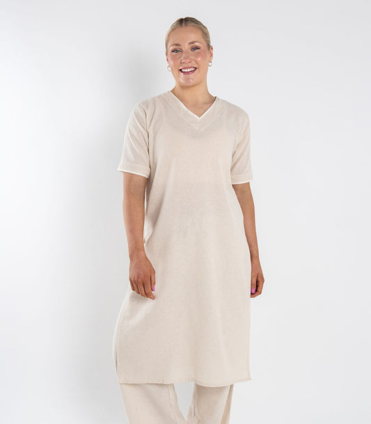 Organic Cotton Kurta Top Short Sleeve (Khadi) - Natural