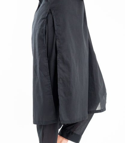 Organic Cotton Kurta Top Short Sleeve (Voile) - Black