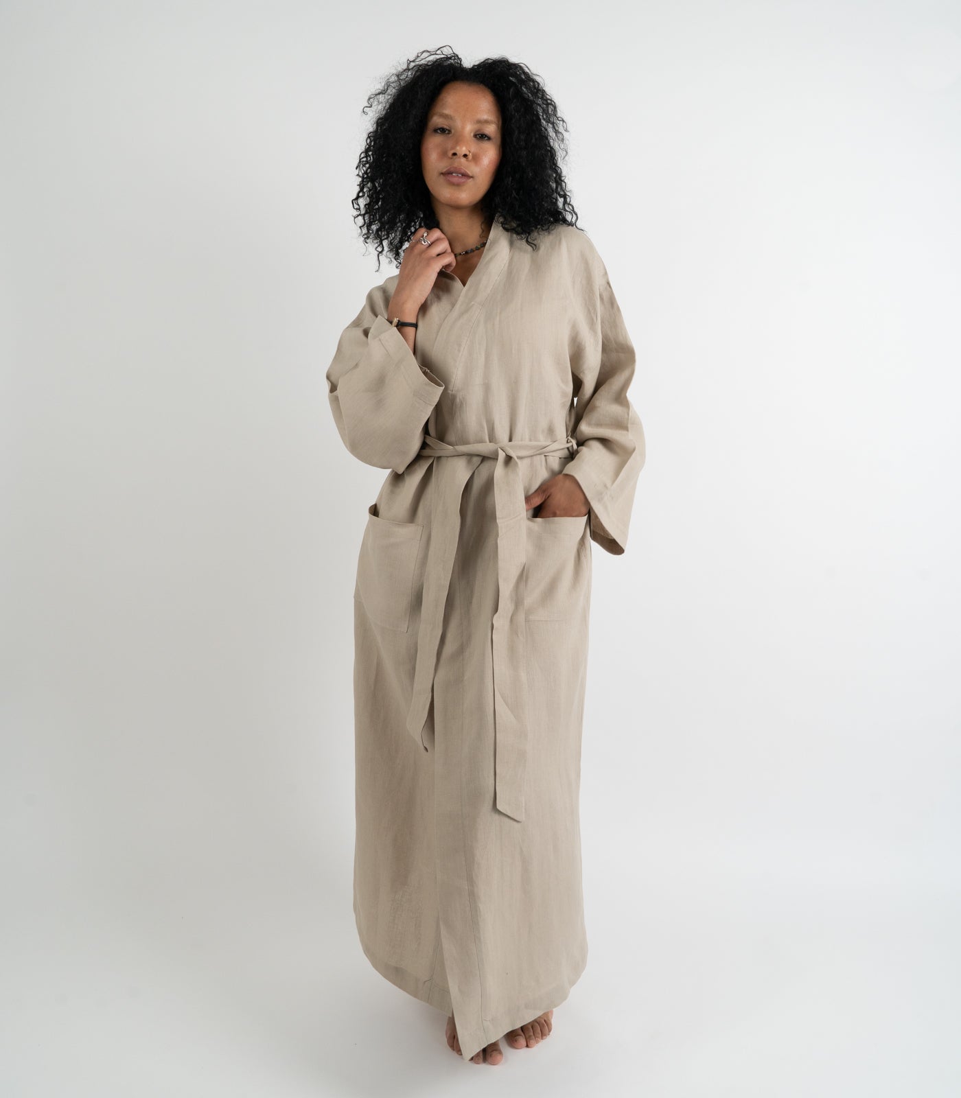 Organic Linen Robe - Raw