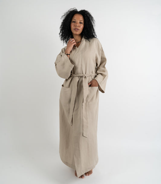 Organic Linen Robe - Raw