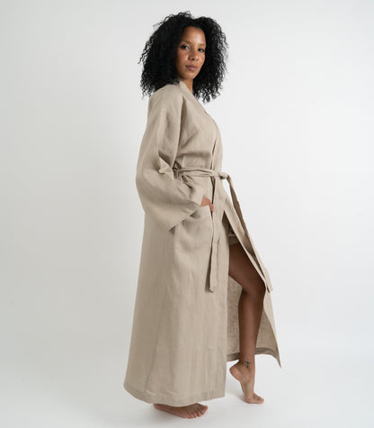 Organic Linen Robe - Raw