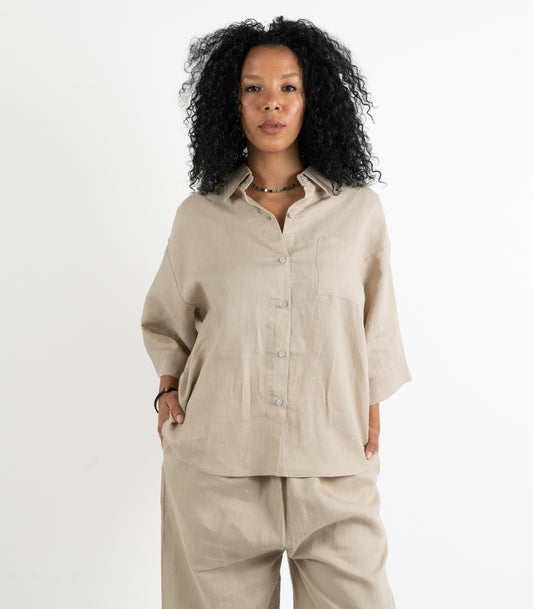 Organic Linen Lounge Shirt - Raw
