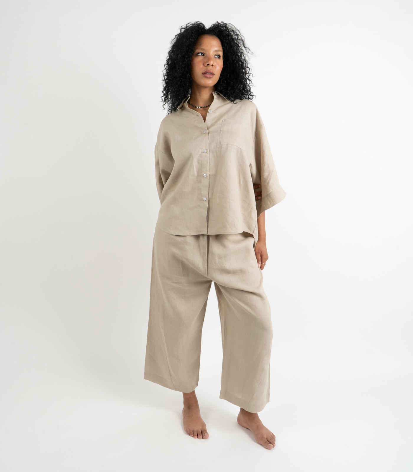 Organic Linen Balloon Lounge Pants - Raw