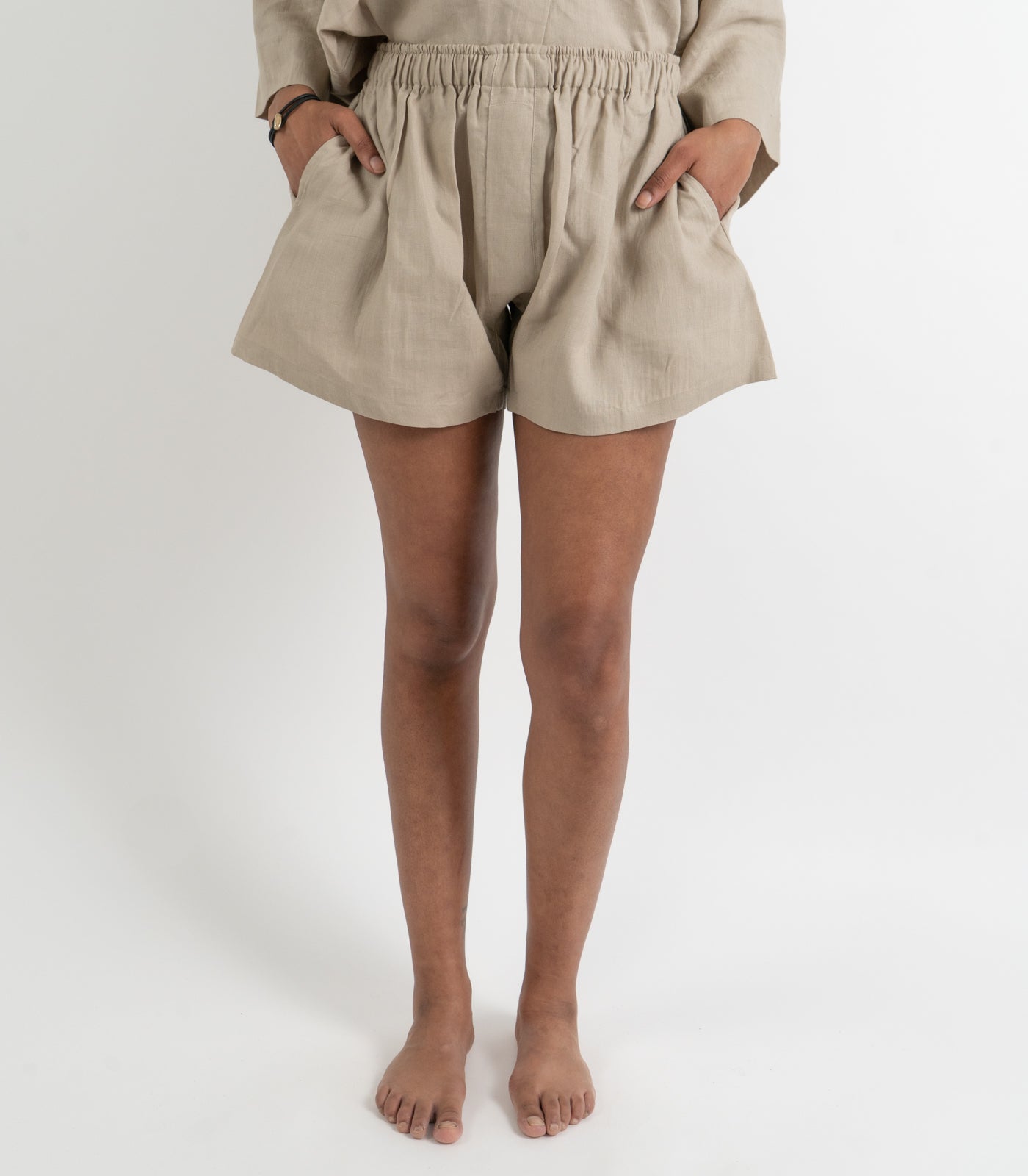 Organic Linen Boxy Lounge Shorts - Raw