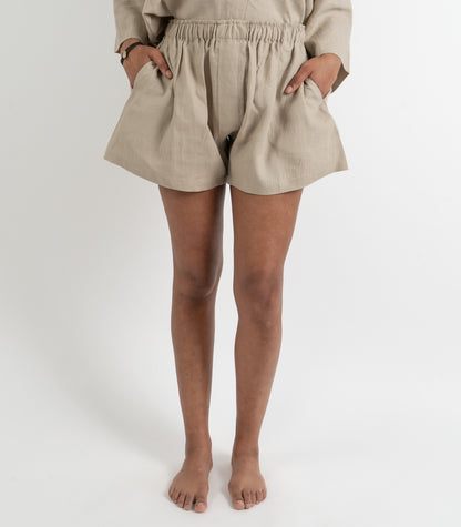 Organic Linen Boxy Lounge Shorts - Raw