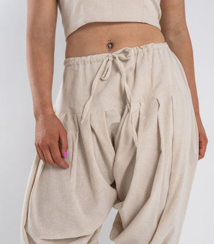 Organic Khadi Patiala Pants - Natural