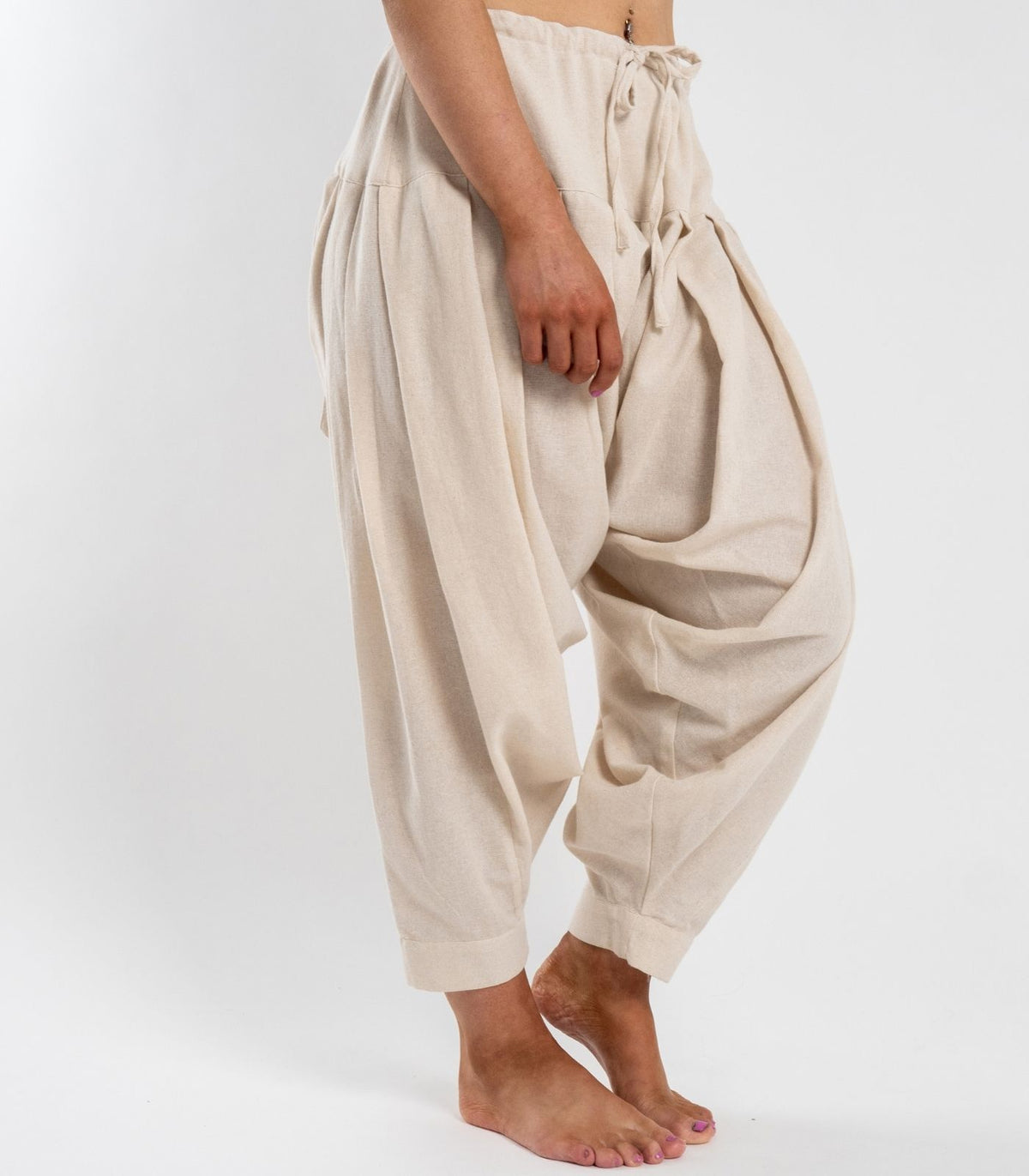 Organic Khadi Patiala Pants - Natural
